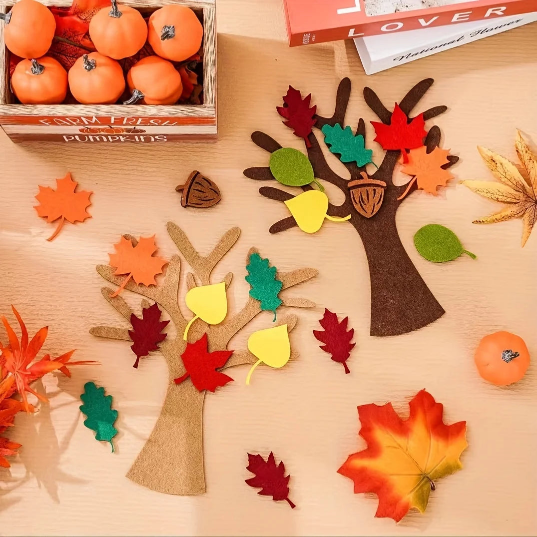 96pcs Classic Felt Tree Craft Kit  DIY Decor for Home Autumn Thanksgiving Party Gift, Tutor Door Wall Hanging Decoration