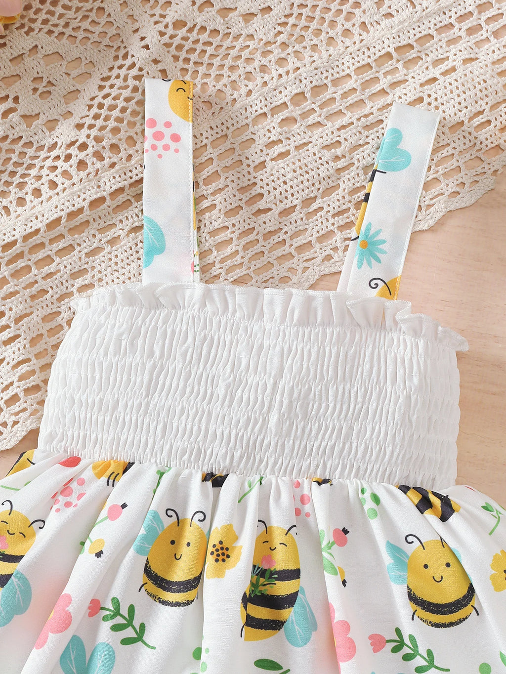 Baby Girl Dress Cartoon Bee Printed Strap Dress+Hat 2Pcs/Set 0-3 Year Old Cute Baby Girl Summer Dress Set Baby clothing