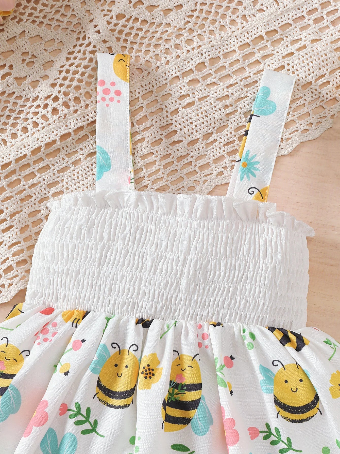 Baby Girl Dress Cartoon Bee Printed Strap Dress+Hat 2Pcs/Set 0-3 Year Old Cute Baby Girl Summer Dress Set Baby clothing