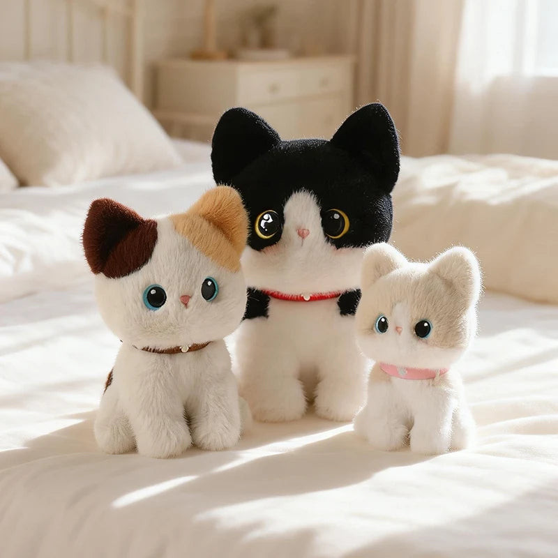 Nice Sitting Pose Kitten Plush Toys Soft Fluffy Cartoon Pet Cat Doll Lovely Office Desktop Decor Funny Gift To Family Accompany