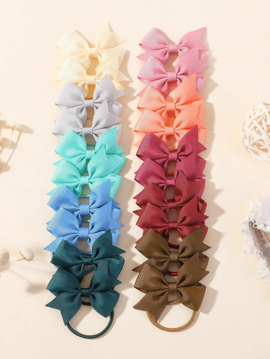20Pcs/lot 2.1-Inch Lovely Bowknot Hairband Ribbon Head Rope Kids Hair Accessories Boutique Headwear for Girls Wholesale Gift