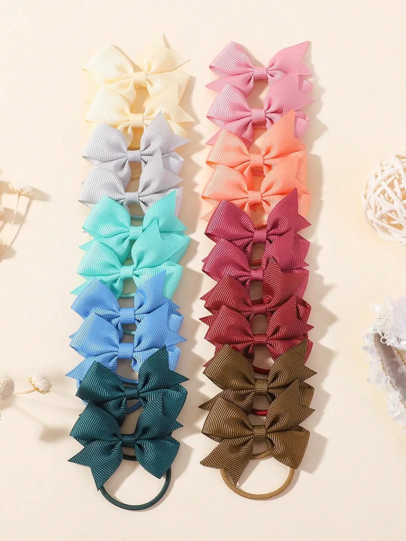 20Pcs/lot 2.1-Inch Lovely Bowknot Hairband Ribbon Head Rope Kids Hair Accessories Boutique Headwear for Girls Wholesale Gift