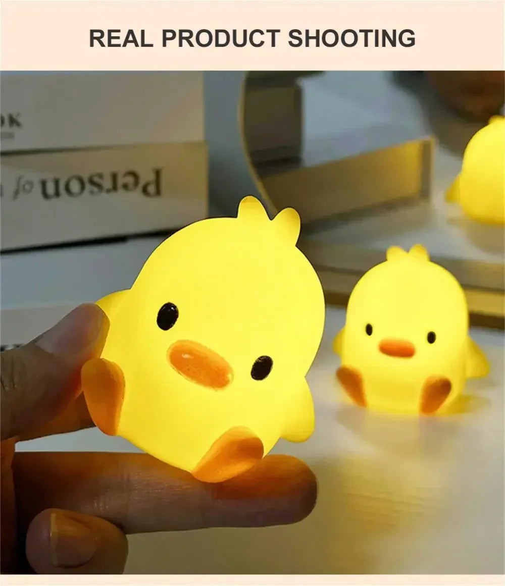 Cartoon Little Yellow Duck Night Light Built-in Battery Night Light No Harm Eyes Children Sleeping Lamp Bedroom Decor Light