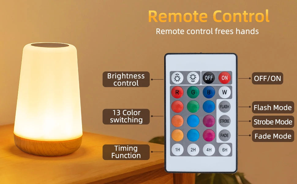 Sleeping Night Light Bedside LED Desktop Decoration Night Light Remote Control Touch 13 Colors Atmosphere Light Lamp with Hook