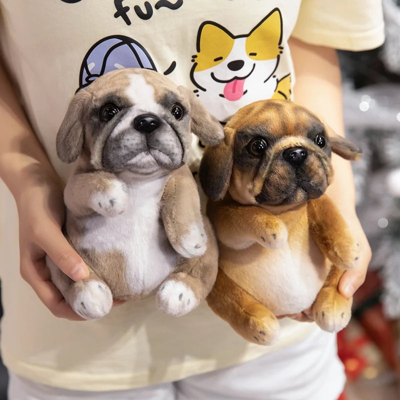 Realistic Sitting Poodle Pug Puppy Plush Toy Stuffed Doggy Cute Fluffy Pet for Room Decor Children's Birthday Gift