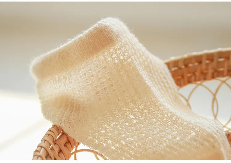 4 Pairs/Lot  New Baby Socks Mesh Thin Newborn Socks Combed Cotton Boneless Soft Summer Baby Socks For Gift