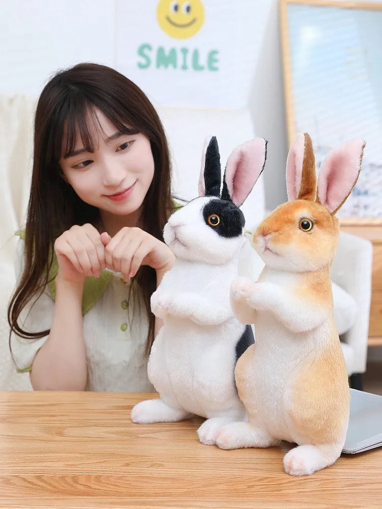 Hot Simulation Cute Rabbit Plush Fur Realistic Kawaii Animal Easter Bunny Rabbit Toy Model Gift Home Decoration