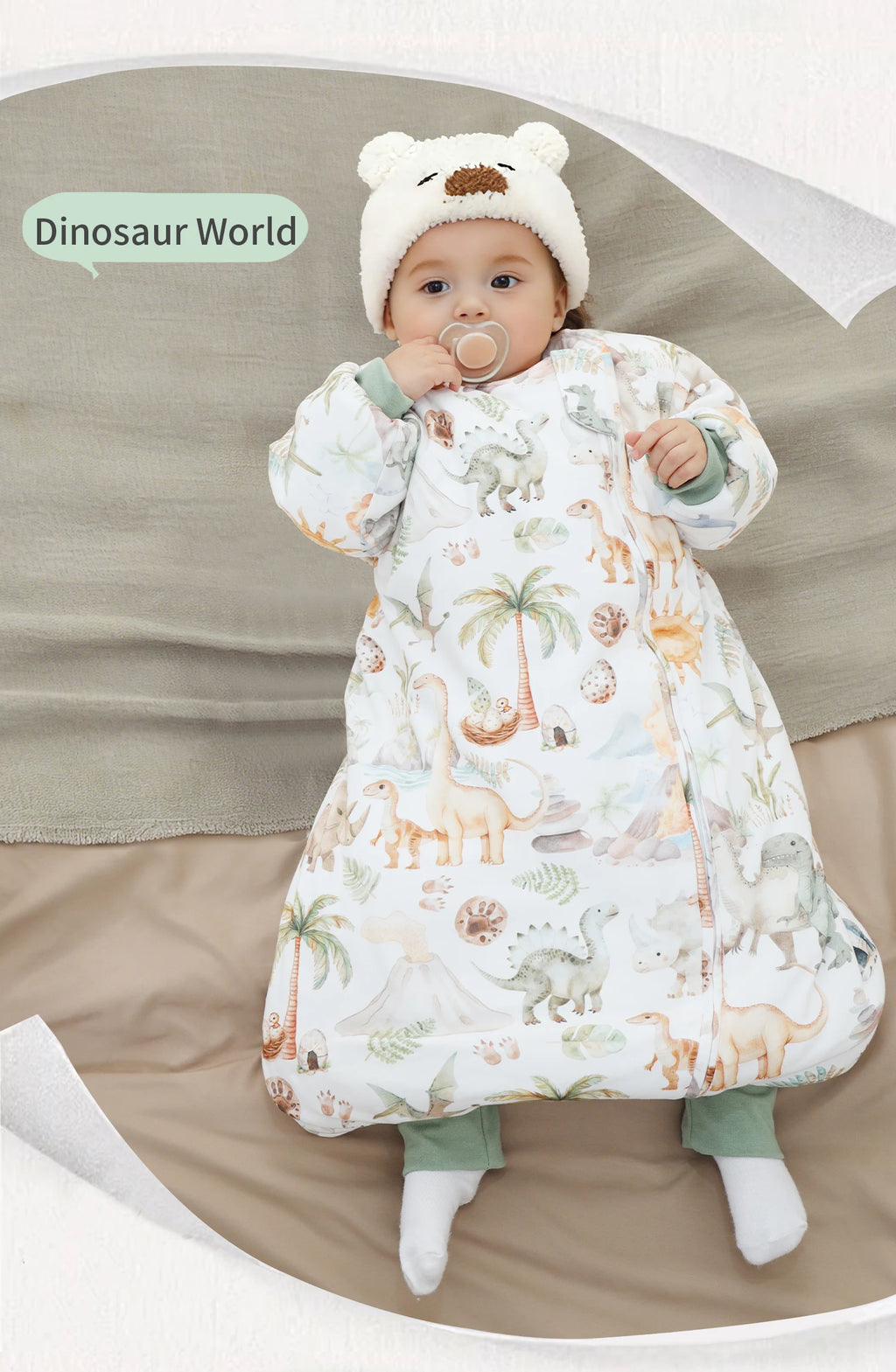 INSULAR Baby Cartoon Split-Leg Sleep Sack with Detachable Sleeves, 100% Cotton Thickened Winter & Autumn Toddler Sleeping Bag
