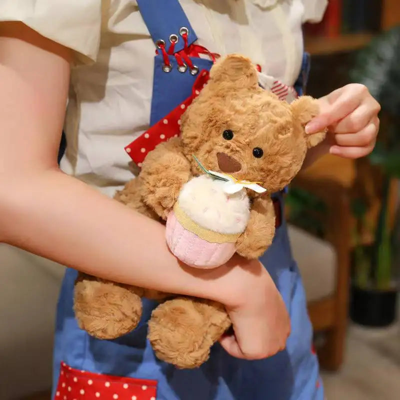 Kawaii Healing Cake Bear Doll Pillow - Cartoon Anime Stuffed Plush Toy Cute Birthday Gift for Children Fun Soft Doll