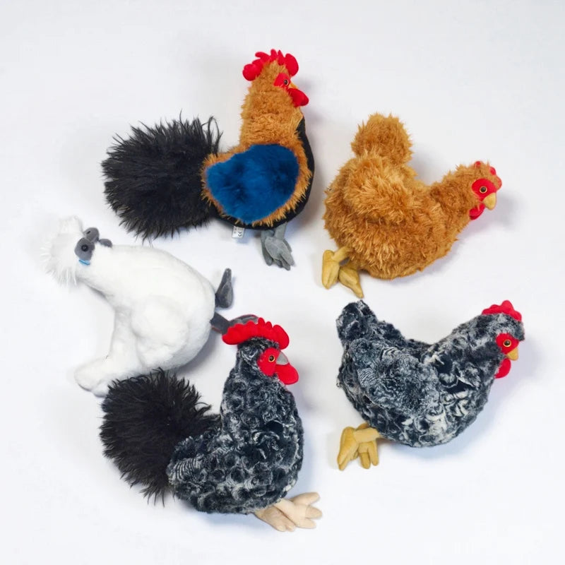2026 New Simulation Chubby Rooster Hen Black-bone Chicken Fluffy Simulation Animal Poultry Stuffed Soft Lifelike Huggable Pillow