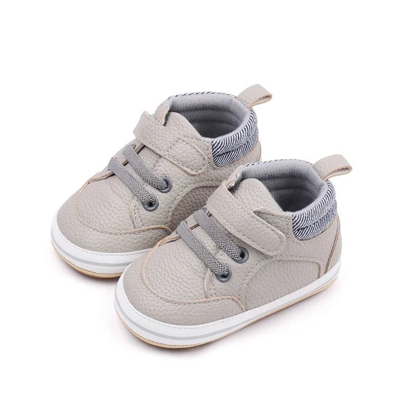 2025 Baby Sneaker Spring and Autumn Style High Quality PU and TPR Sole Newborn Toddler Prewalk Shoes Outdoor Water Proof BNB3093