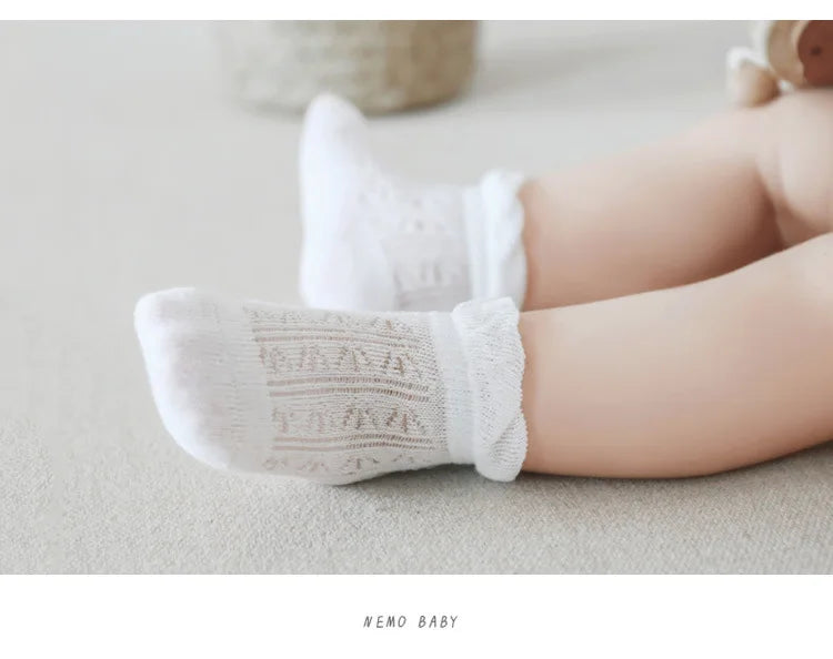 4 Pairs/Lot  New Baby Socks Mesh Thin Newborn Socks Combed Cotton Boneless Soft Summer Baby Socks For Gift