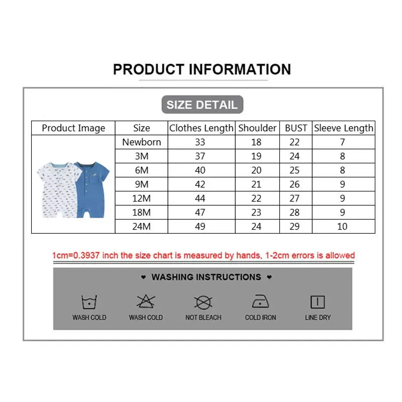 Kiddiezoom 2 Pcs/Lot Summer Cute Cartoon Short Sleeve Baby Boy Girl Rompers 100%Cotton Newborn Jumpsuit Clothing