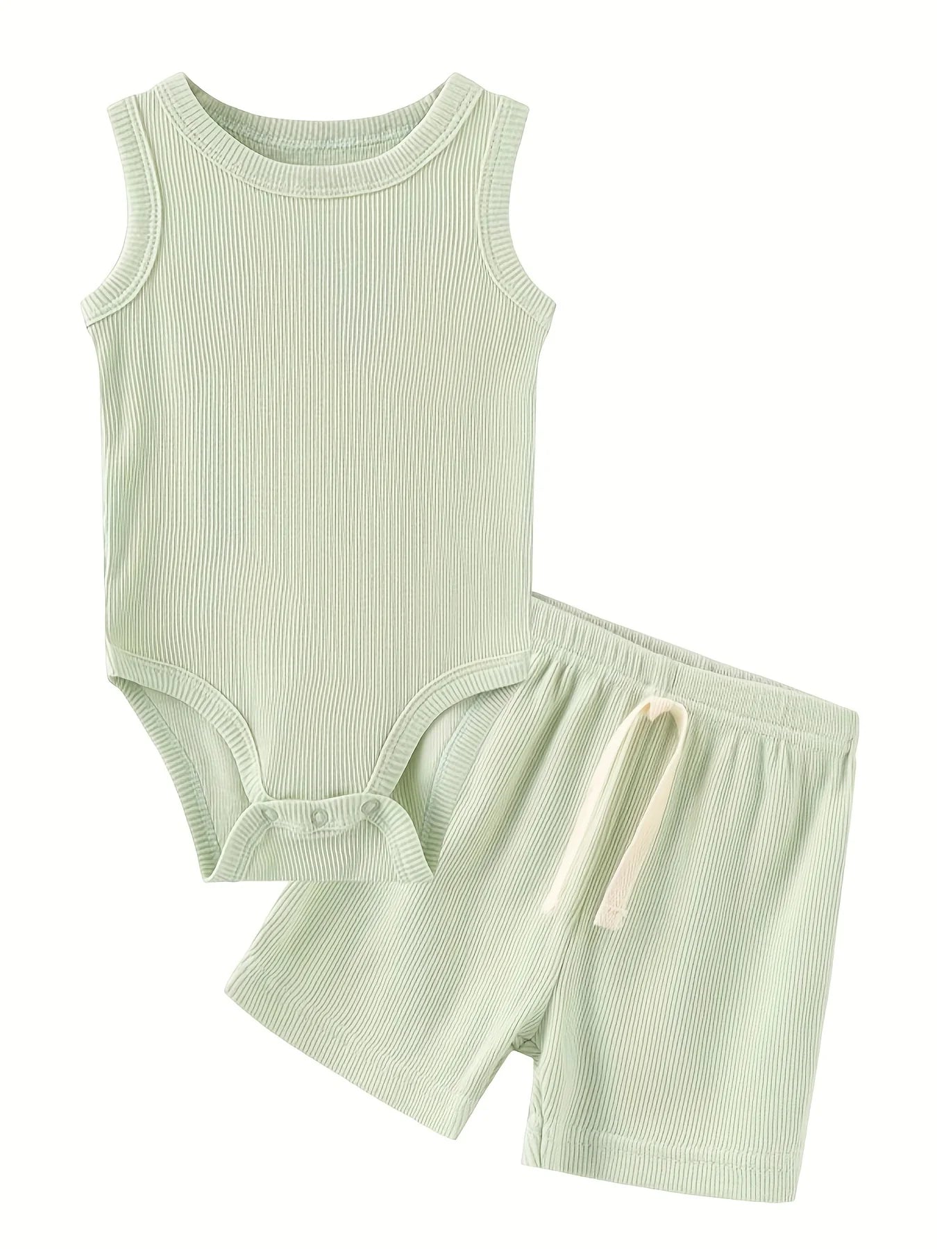 Kiddiezoom Summer Fashion Cartoon Sleeveless Baby Boy Girl Bodysuits+Pants Soft Baby Boy Girl Clothes