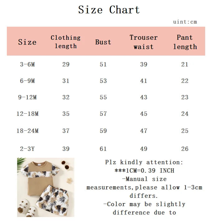2Pcs Summer Baby Boy Set Color blocked Maple Leaf Printed Top and Pants Set Suitable for 0-3 Year Toddler Boy Casual Style Set