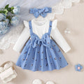 Baby Girl Spring and Autumn Dress Blue Crushed Goods Big Bow Long Sleeve Dress Suitable for Cute Baby Girls Aged 0-24 Months