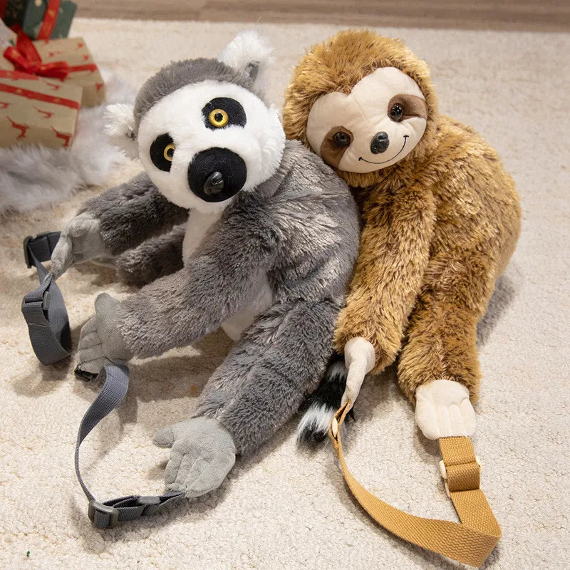 Hot 1pc 40cm Lovely Plush Sloth Alpaca Lemur Elephant Backpack Toy Cute Animal Shoulders Bag Lions Rabbit Giraffe Nice Gift
