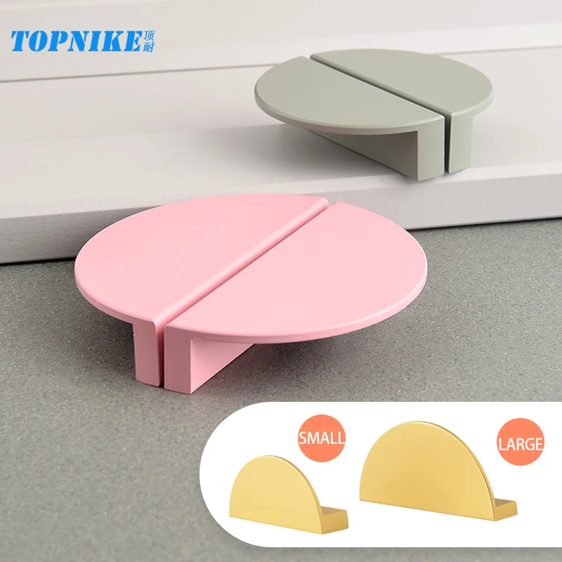 Wardrobe Door Handle Half Round Kitchen Cabinet Knobs Dresser Drawer Handle Colorful Pink Blue Green White Knobs For Furniture