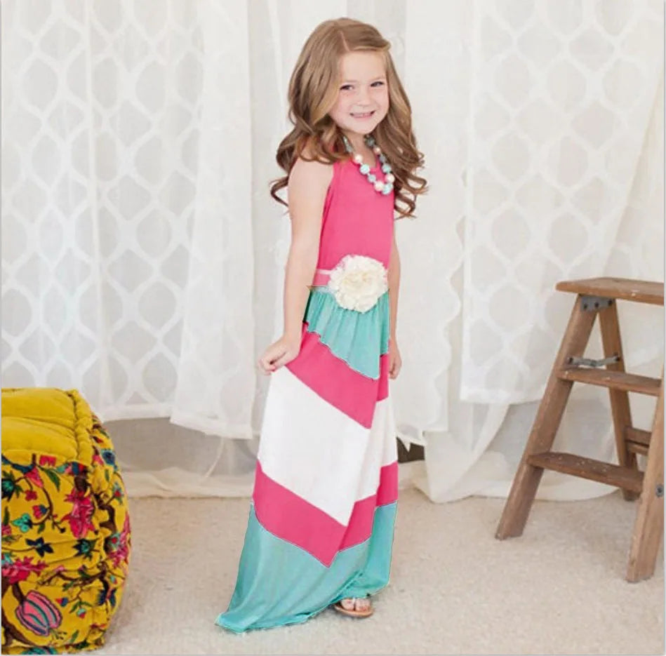 2026 Matching Parent-Child Dress Family Matching Mother Daughter Dresses Clothes Striped Mom Dress Kids Child Outfits Mum Sister