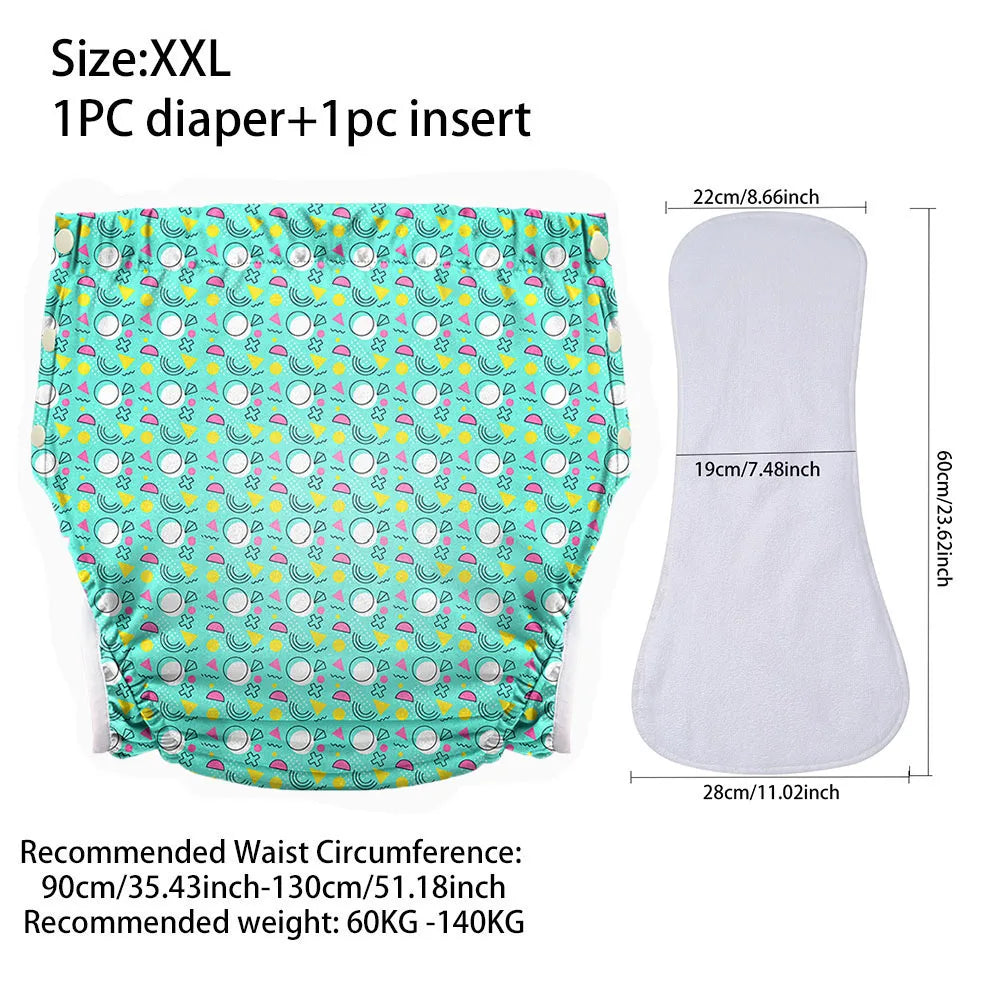 Ice Silk Adult Cloth Diaper Pants Waterproof Reusable Diapers Nappy Pads Anti Leak Breathable