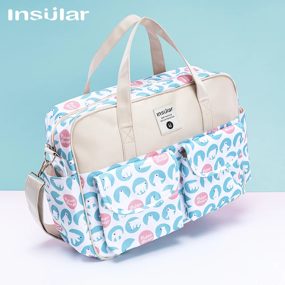 Insular Diaper Bag One Shoulder Baby Bag Women Travel Handbag for Baby Nursing Mummy Maternity Printed Nappy Bag