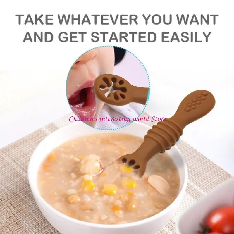Baby-Led Weaning Silicone Spoon Learning Feeding Training Utensils Newborn Toddler Tableware 425F