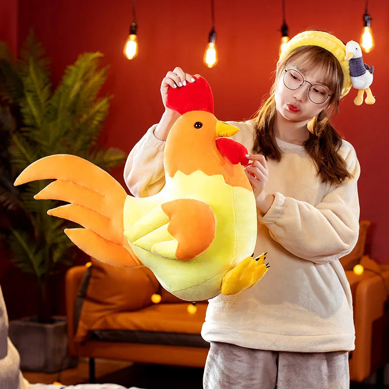 Nice 1pc Simulation Cock Plush Toys Stuffed Soft Chicken Dolls Animal Poultry Pillow Funny Home Cushion Decor Birthday Gift