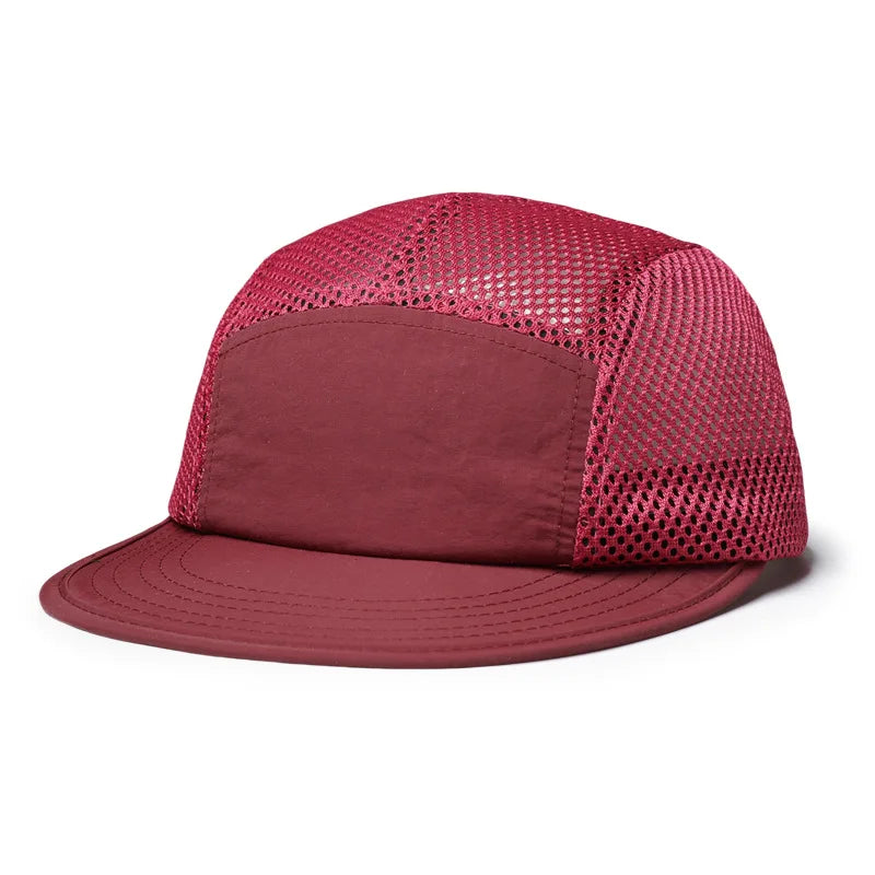 American Retro Five-Panel Baseball Cap Mesh Breathable Flat Brim Outdoor Quick-Dry