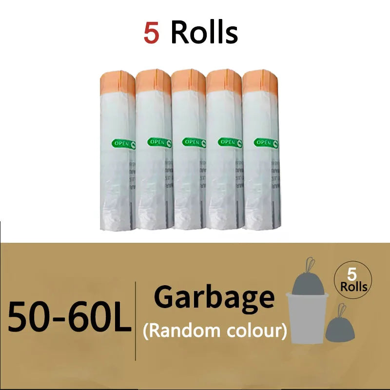 Smart Trash Drawstring Garbage Bags 5 Rolls Large Capacity 20L 30L 60L Thickened Odorless Trash Pouch Model XL