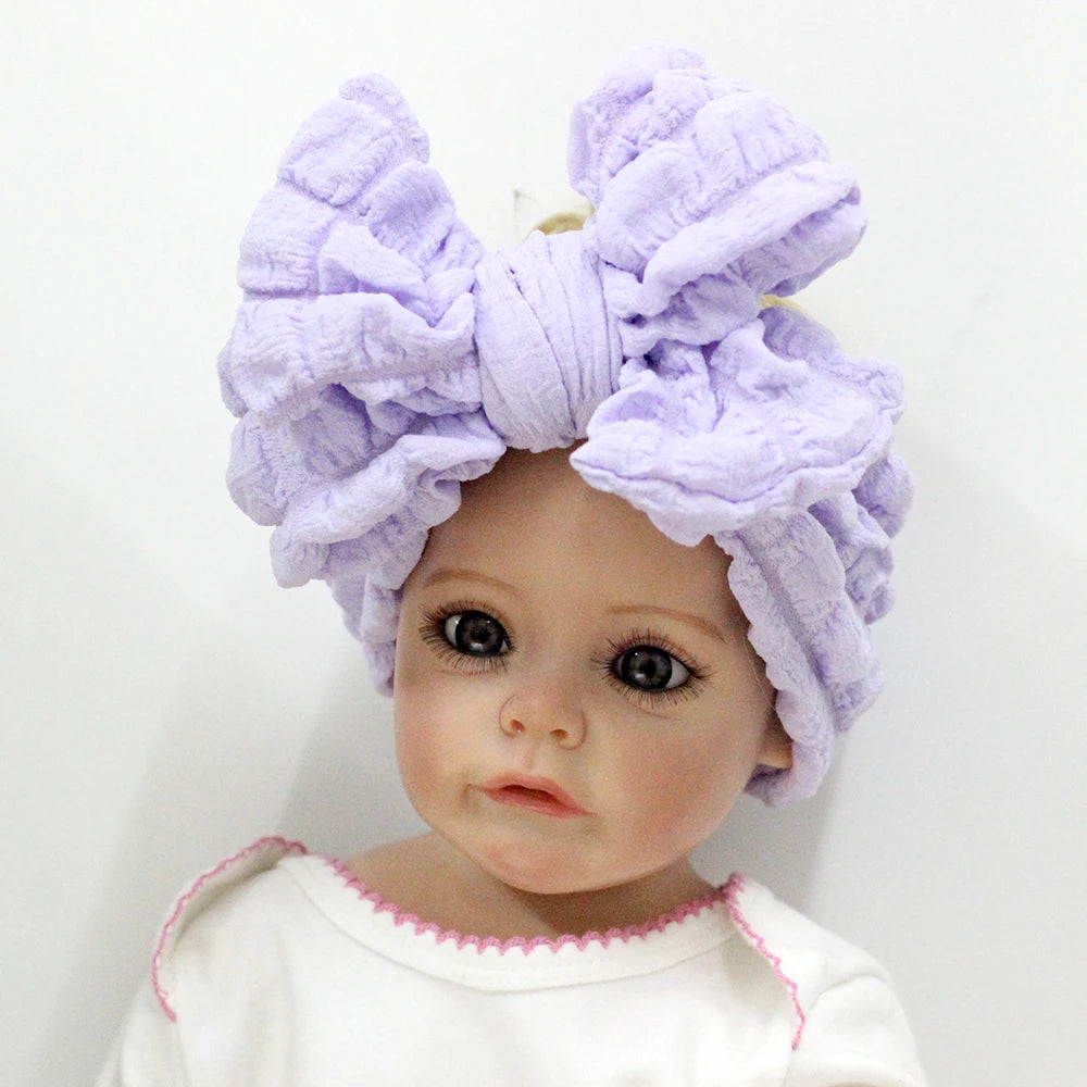 Bubble Print Beanie for Baby Girls Big Bowknot Turban Hat kids Indian Cap Cotton Beanies Infant Popcorn Hats Newborn Headwear