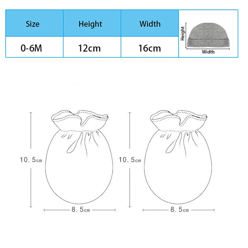 Cartoon 100%Cotton Baby Boy Girl Hats+Gloves Multi-piece Set Four Season Newborn Unisex Accessories 0-6M Infant Suits