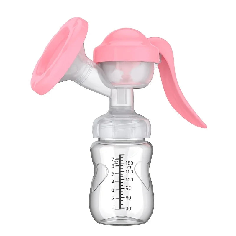 2pcs Bottle and Manual Breast Pump 2 in 1 With Scale&Diversion Trench, Soft Silicone Breastfeeding Pump Milk Saver, Safe
