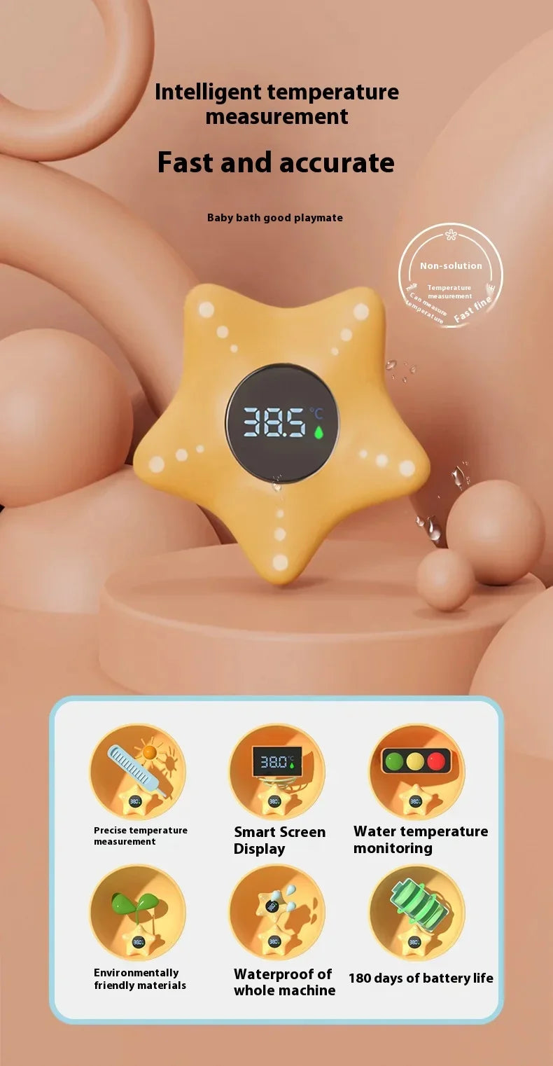 Floating Star Bath Thermometer, LED Display Water Temperature Monitor, Safe Bath Time Toy for Babies & Kids (Newborn Gift)