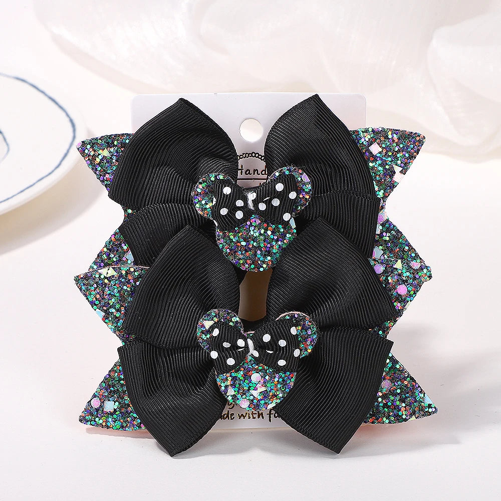 3.9 Inch Big Bows Hair Clips For Little Girls Cartoon Polka Dot Headdresses Set 2Pcs Lot