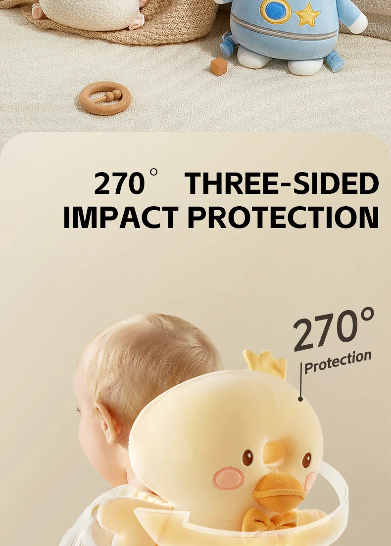 AIBEDILA Triple-sided Fall Baby Head Protector Pillow Cute Animals Anti-Fall Pillow for Crawling Walking Toddler Back Safety Pad