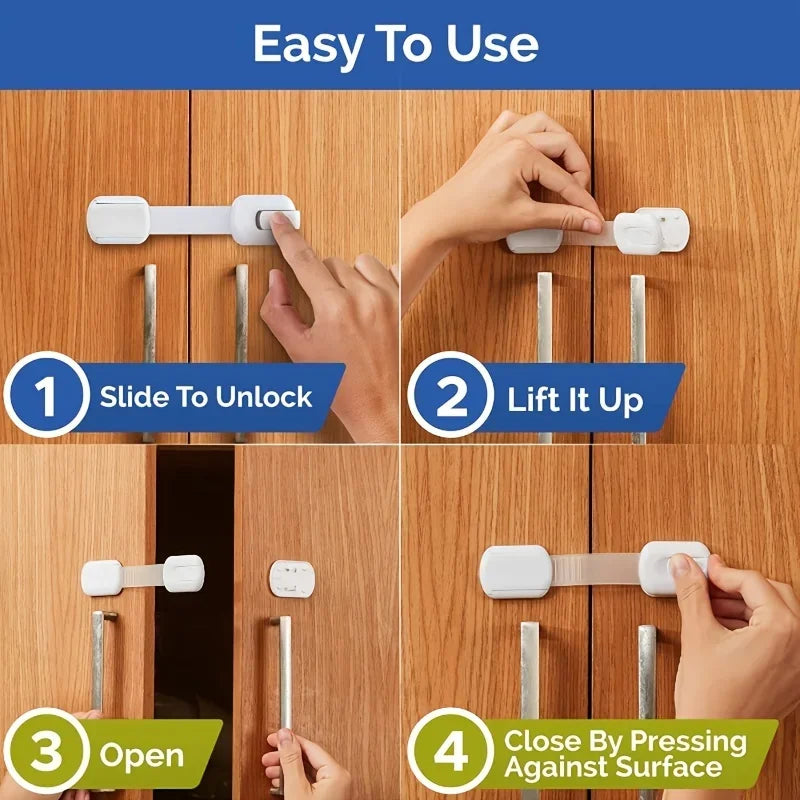 1/3/5Pcs Child Safety Cabinet Locks Premium Adjustable Baby Proof Drawer Latches Bathroom Kitchen Cabinet Drawer Lock