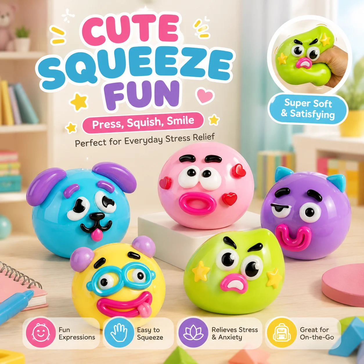 2026 NEW Smushers Squishy, Curiosities Dog Face Swap Squishy Toy, Soft Moldable Cute Slow Rise Squeeze Toy Adult Fun gifts toy