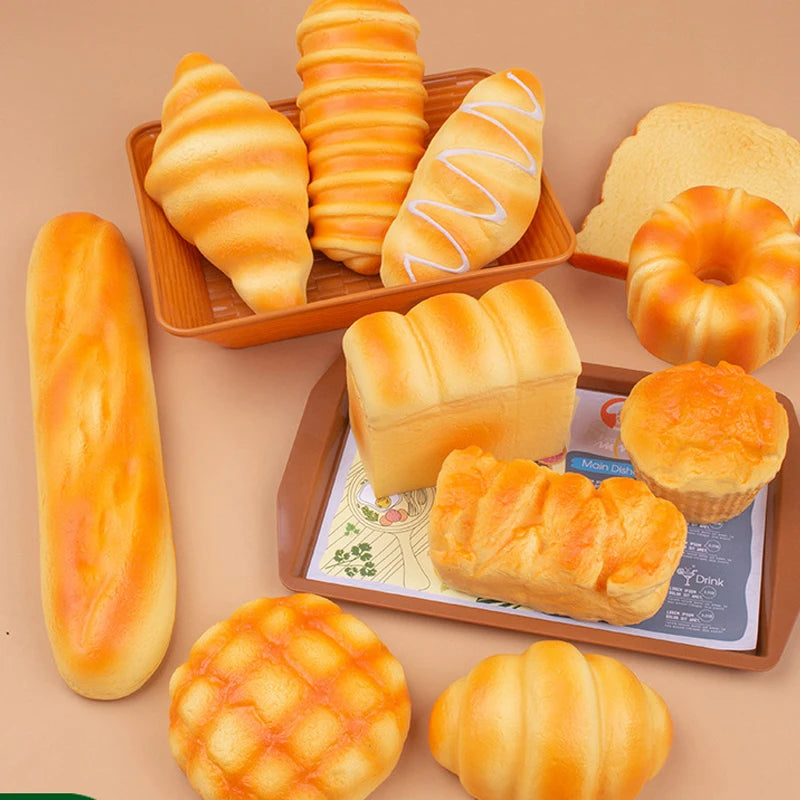 1/3/6PCS Toast Bread Squishy Toys Slow Rebound Simulation Bread Sensory Toys Stress Relief Squeeze Toys for Kids Adult Gifts