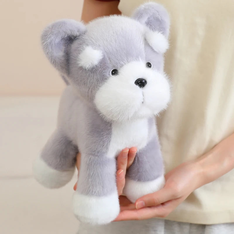 25cm High Quality Lifelike Pet Dog Plush Toys Stuffed Handmade Schnauzer Husky Golden Retriever Doll Soft Hugging Puppy Doll