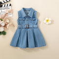 Summer baby girl denim sleeveless dress sweet and cute