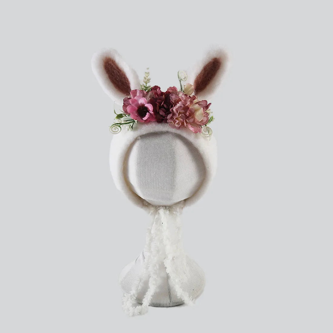 Newborn Wool Felt Deer Bonnet Girl Baby Flower Hat Newborn Photography Props Boy Baby Reindeer Hat Photo Shoot