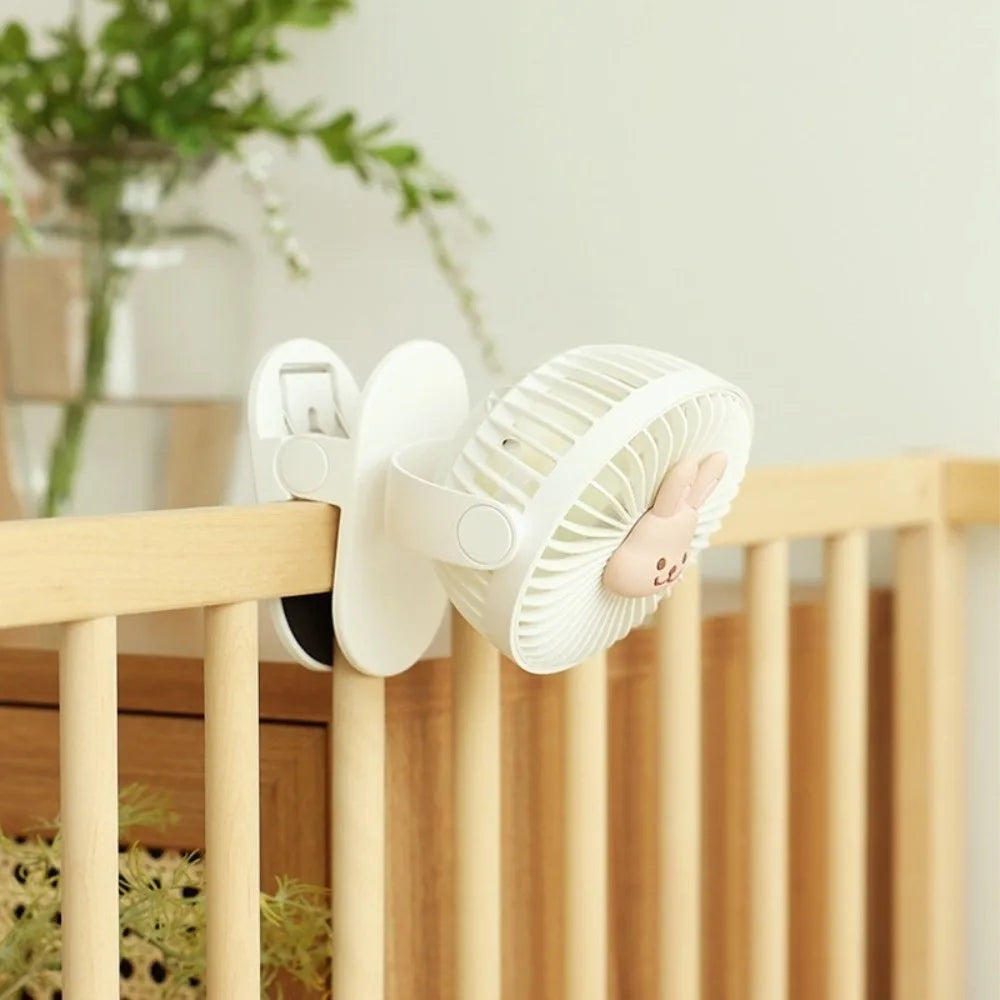 3 Speeds Cart Stroller Fan Bear Lithium Battery Portable Outdoor Fan Noiseless USB Rechargeable for 3.7V1200mAh