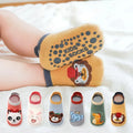 6 pairs of boys and girls' anti slip socks with cute cartoon animal patterns, comfortable and breathable baby floor socks