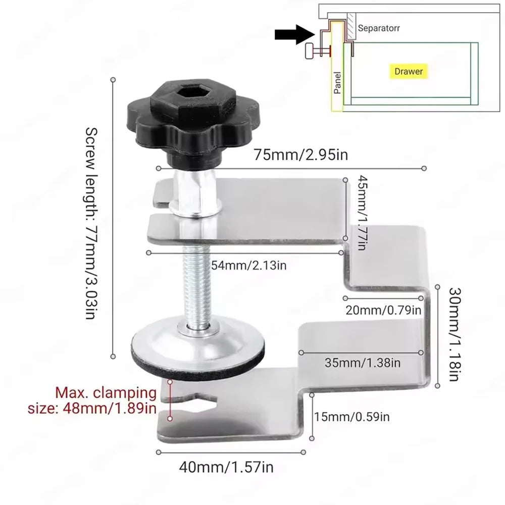 1-10Pcs Woodworking Jig Drawer Front Installation Clamps Stainless Steel Cabinet Jig Drawer Fixing Clip Tool for Tables Desks