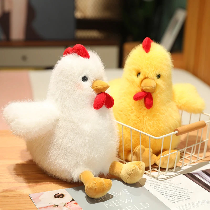 Nice Fluffy Chicken Plush Toys Cute Farmyard Animal White Yellow Chicken Plushies Funny Wet Chick Dolls Girl Boy Gift Home Decor