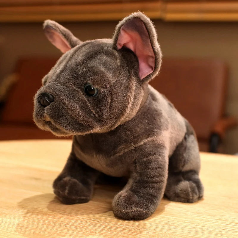 Hot 28cm Bulldog Plush Toy Realistic Stuffed Animals Black Grey Bulldog Plush Lifelike Pet Dog Soft Doll Gift