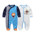 Kiddiezoom 2 Pcs/Lot Unisex 0-12Months Cartoon Long Sleeve Baby Boys Girl Romper 100%Cotton Soft Newborn Jumpsuit Infant Clothes