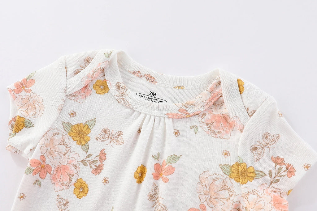 Baby Girl Bodysuits 5 Piece Set Sweet Cute Newborn Onesies Flying Sleeves 0-12M Infant Outfits