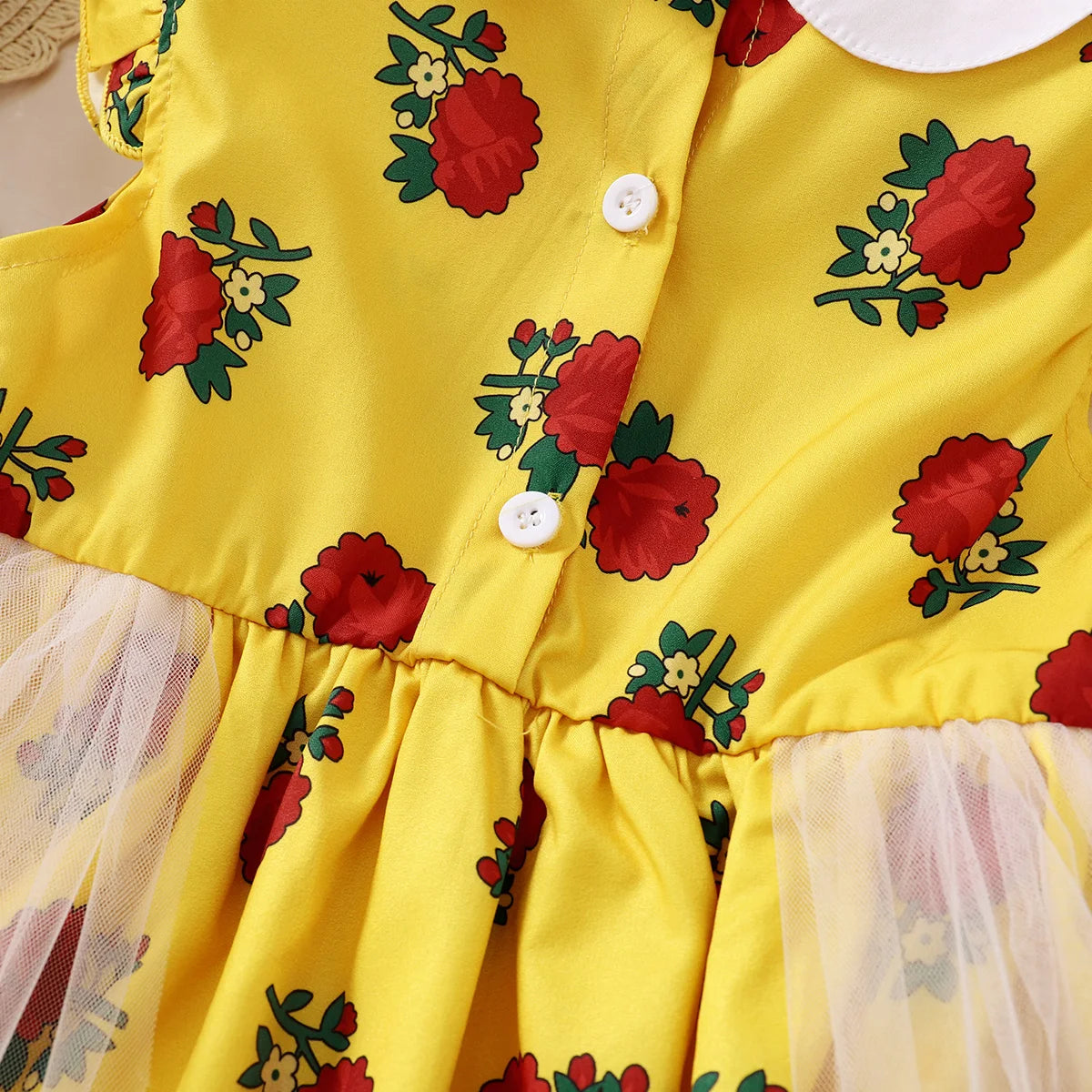 1-6 Year old Girls' Dress, Sudan rose print Bow Chiffon Dress, Girls' Holiday Dress Children's Clothing