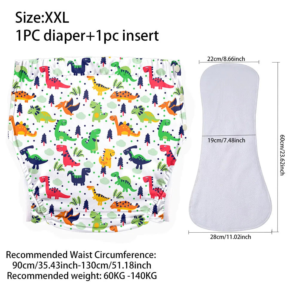 Ice Silk Adult Cloth Diaper Pants Waterproof Reusable Diapers Nappy Pads Anti Leak Breathable
